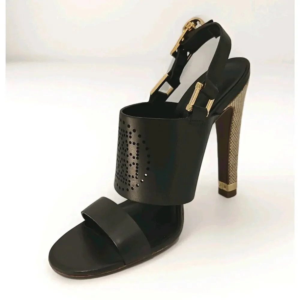 Tory Burch Gabriela Leather Slingback Heels Perforated Logo sz 8
